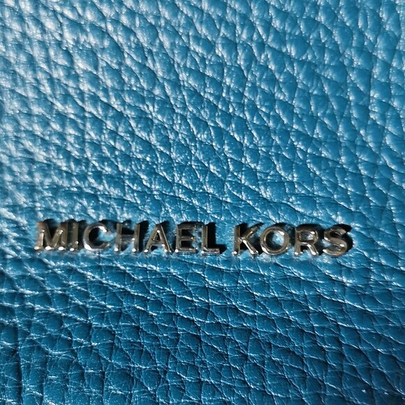 Teal/Silver Pebbled Leather Shoulder Bag #259 - Picture 14 of 15